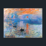 Claude Monet's Sunrise Postcard<br><div class="desc">Claude Monet's "Sunrise" is a famous painting that was created in 1872. It depicts the sun rising over the harbour of Le Havre, a city in France where Monet was born. The painting is known for its bright colours and hazy atmosphere, which captures the beauty and tranquillity of a new...</div>