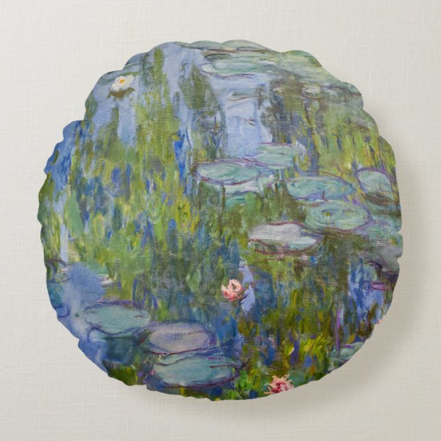 Claude Monet's Water Lilies (1915)  Round Cushion (Front)