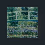 Claude Monet's Water Lilies and Japanese Bridge 15 Cm Square Badge<br><div class="desc">1899. Claude Monet (14 November 1840 – 5 December 1926) was a founder of French impressionist painting,  and the most consistent and prolific practitioner of the movement's philosophy of expressing one's perceptions before nature,  especially as applied to plein-air (painting outdoors) landscape painting.</div>