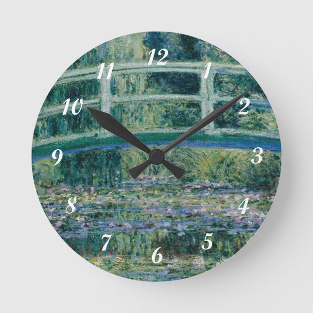 Claude Monet's Water Lilies and Japanese Bridge Round Clock (Front)