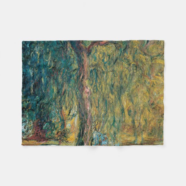 Claude Monet's Weeping Willow Fleece Blanket (Front (Horizontal))