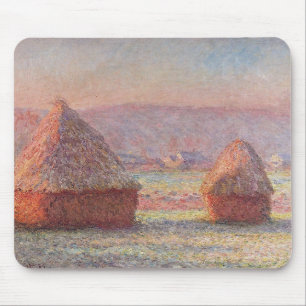 Claude Monet's White Frost Sunrise (Haystacks)) Mouse Pad
