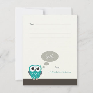 Claude the Little Owl (lined) | Flat Note Card