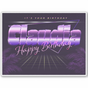 Claudia Name Vorname lila retro Sticker Geburtstag