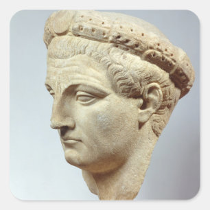 Claudius, marble head, 41-54 AD Square Sticker