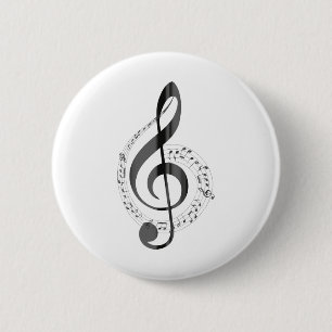 Clave de Sol Pentagrama y Melodia 6 Cm Round Badge
