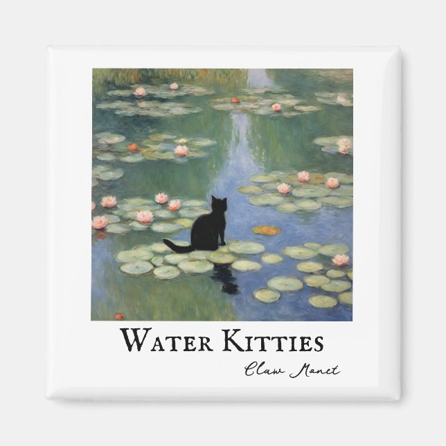 Claw Monet Water Lilies Cat Pond Magnet (Front)