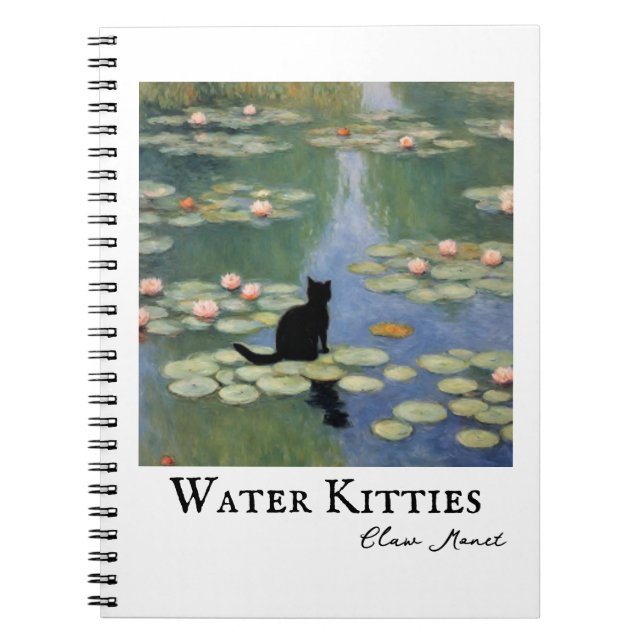 Claw Monet Water Lilies Cat Pond Notebook (Front)
