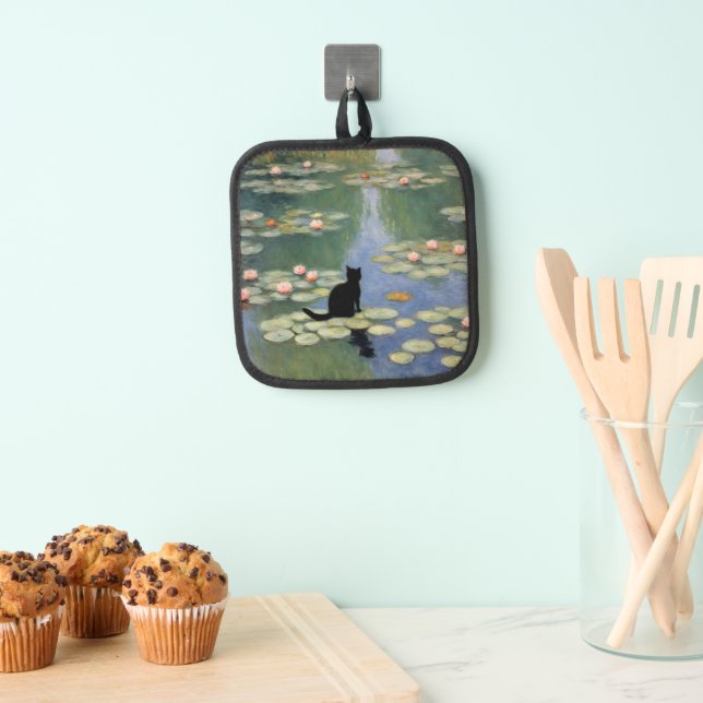 Claw Monet Water Lilies Cat Pond  Pot Holder (Insitu(Hanging))
