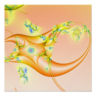 Claw   Orange and Yellow Fractal Art Poster