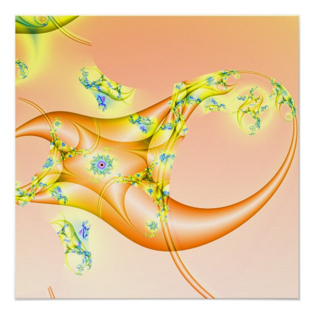 Claw | Orange and Yellow Fractal Art Poster (Front)