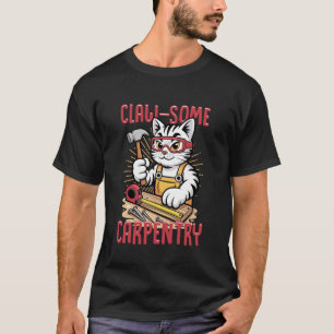 Claw-Some Carpentry Cat Builder Feline Work Humour T-Shirt