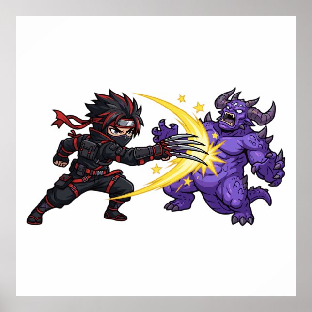 Claw Strike Ninja vs Monster Chibi Anime RPG Game  Poster (Front)