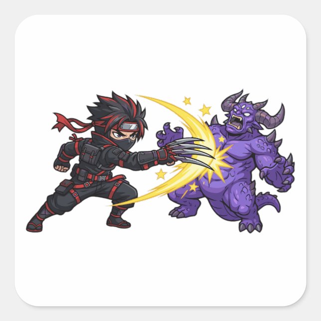 Claw Strike Ninja vs Monster Chibi Anime RPG Game  Square Sticker (Front)