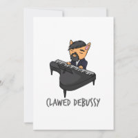 Clawed Debussy Piano Player Cat Pun Fun Gift