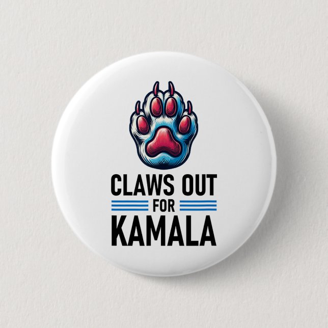 Claws Out For Kamala  6 Cm Round Badge (Front)
