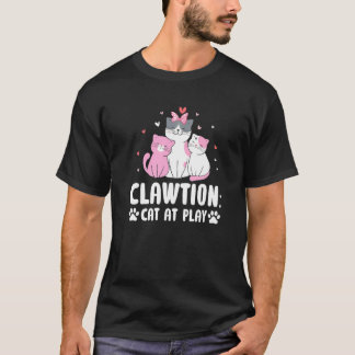 Clawtion Cat at Play Funny Cat Lover Humour Kitten T-Shirt
