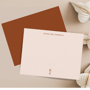 Clay and Beige Monogram Typography Simple Card