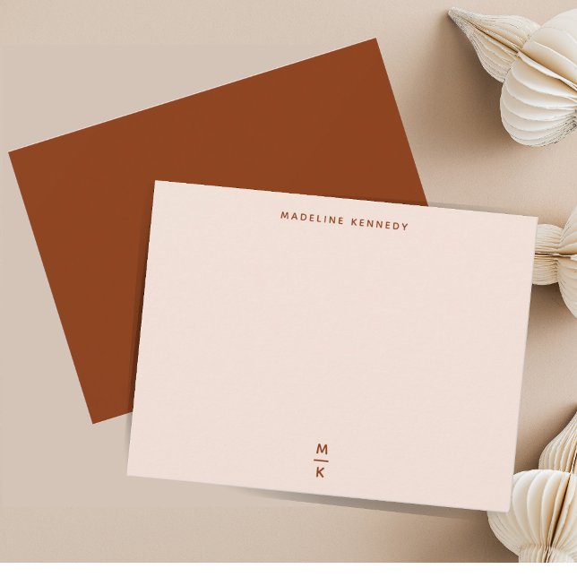 Clay and Beige Monogram Typography Simple Card (Creator Uploaded)