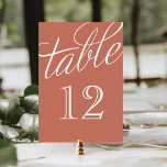 Clay and White Elegant Script Table Numbers<br><div class="desc">Simple and chic elegant table number cards with a calligraphy style script font. Customise each card with your table numbers to suit any size wedding or party. Click Customise It to change the number font and colour or change the background colour to create your own unique one of a kind...</div>