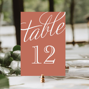 Clay and White Elegant Script Table Numbers