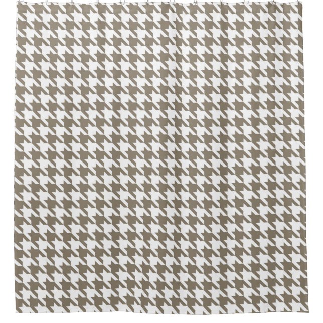 Clay and White Houndstooth Pattern Shower Curtain (Front)