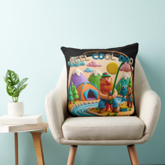 Clay Art “Reel Cool Dad” Fishing Scene Design Cushion