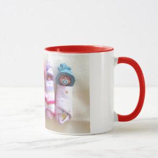 Clay Babies, Elf Hats, Sleeping, Swaddled, Cute Mug