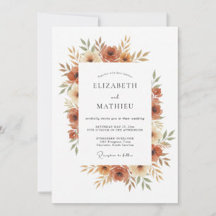 Clay Blossom Wedding Invitation