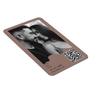 Clay Blush Couple Photo QR Code Wedding  Magnet