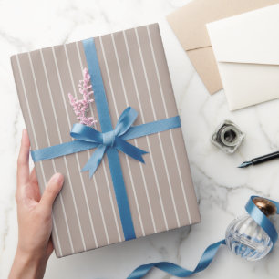 Clay Brown White Stripes Birthday Wrapping Paper