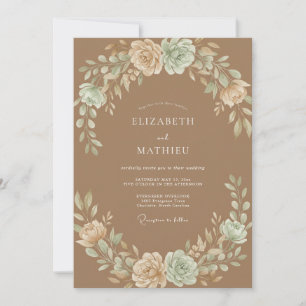 Clay Cream Watercolor Wedding Invitation