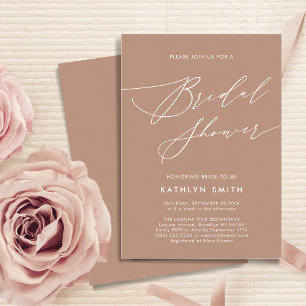 Clay Elegant Script Modern Simple Bridal Shower Invitation