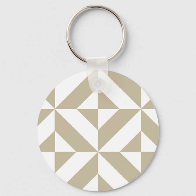 Clay Geometric Deco Cube Pattern Key Ring (Front)