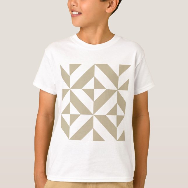 Clay Geometric Deco Cube Pattern T-Shirt (Front)
