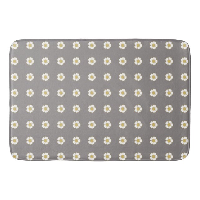 clay grey yellow and white Buttercup Flowers Bath Mat (Front)