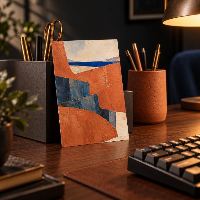 Clay Horizon Art Print (Styled preview of the unframed 4 x 6 inch paper art print. The painted texture is printed artwork. Decorative props are not included.)