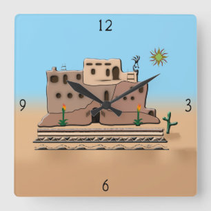 Clay House Square Wall Clock