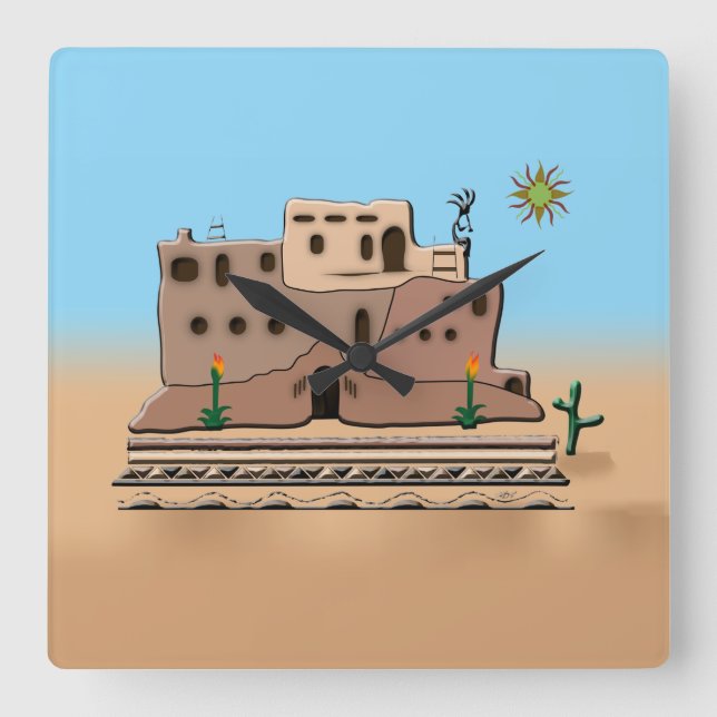 Clay House Square Wall Clock (Front)