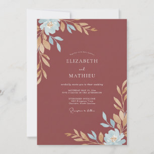 Clay Leaf Wedding Invitation