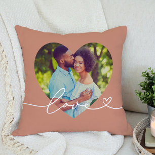Clay Love Script Heart Photo Couple Cushion