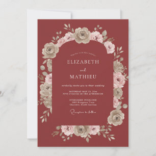 Clay Painted Petal Wedding Invitation
