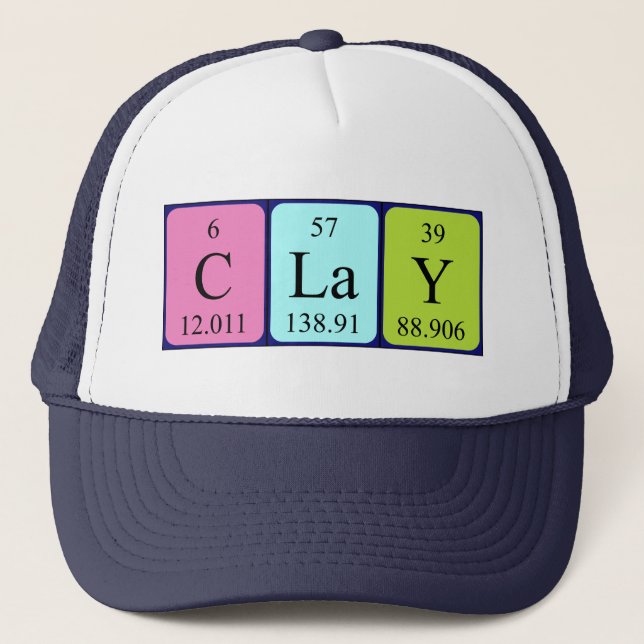 Clay periodic table name hat (Front)