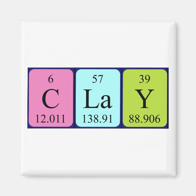 Clay periodic table name magnet (Front)