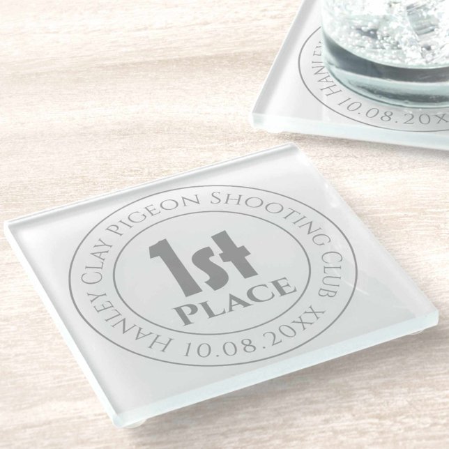 Clay Pigeon Shooting 1st Prize Trophy Award Glass Coaster (Creator Uploaded)