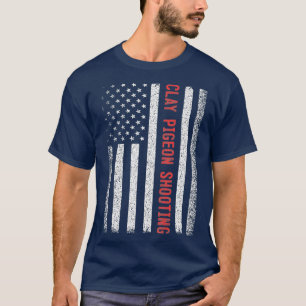 Clay Pigeon Shooting American Flag 4th of July T-Shirt