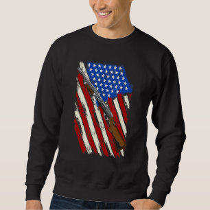 Clay Pigeon Shooting Hunting American Usa Shotgun  Sweatshirt