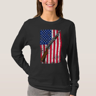 Clay Pigeon Shooting Usa Shotgun Flag On Back Shot T-Shirt