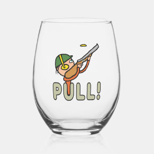 Clay Pigeon Trap Shooting Stemless Wine Glass