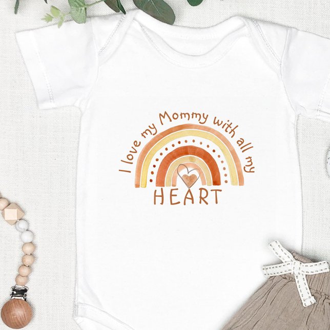 Clay Rainbow - I Love My Mummy With All My Heart Baby Bodysuit (Creator Uploaded)
